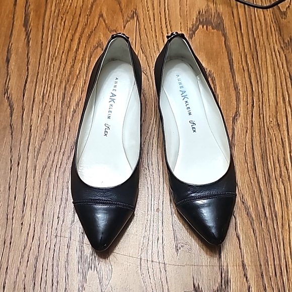 Anne Klein iflex Leather Wedge Heels Black sz-7 - Picture 2 of 7